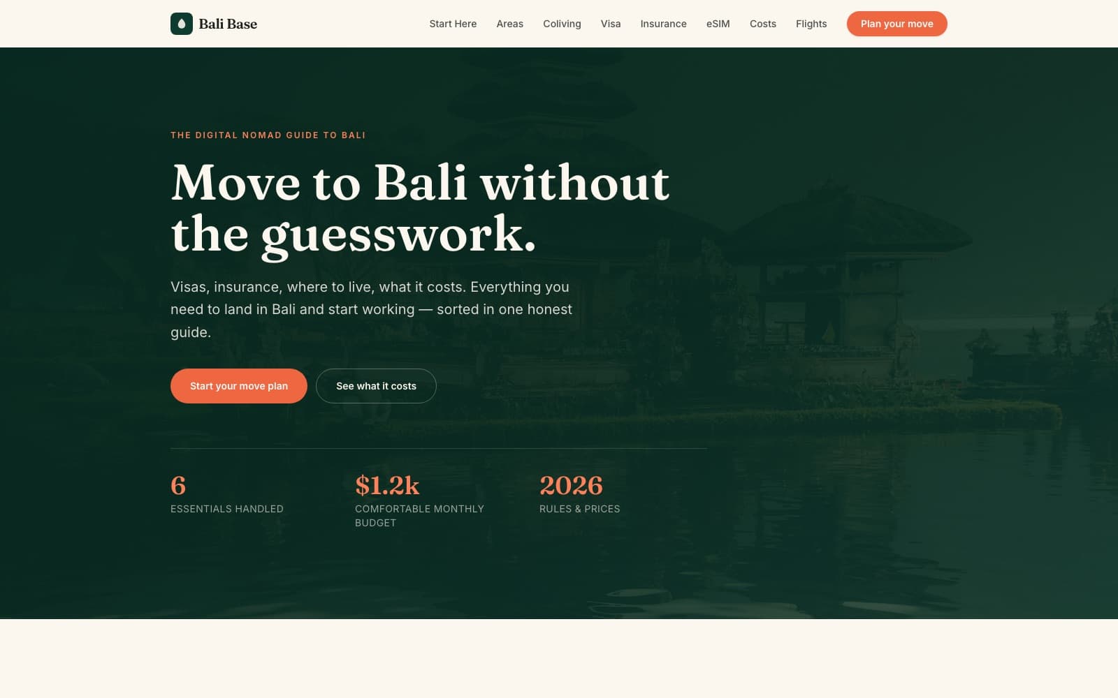 Bali Base, live site preview