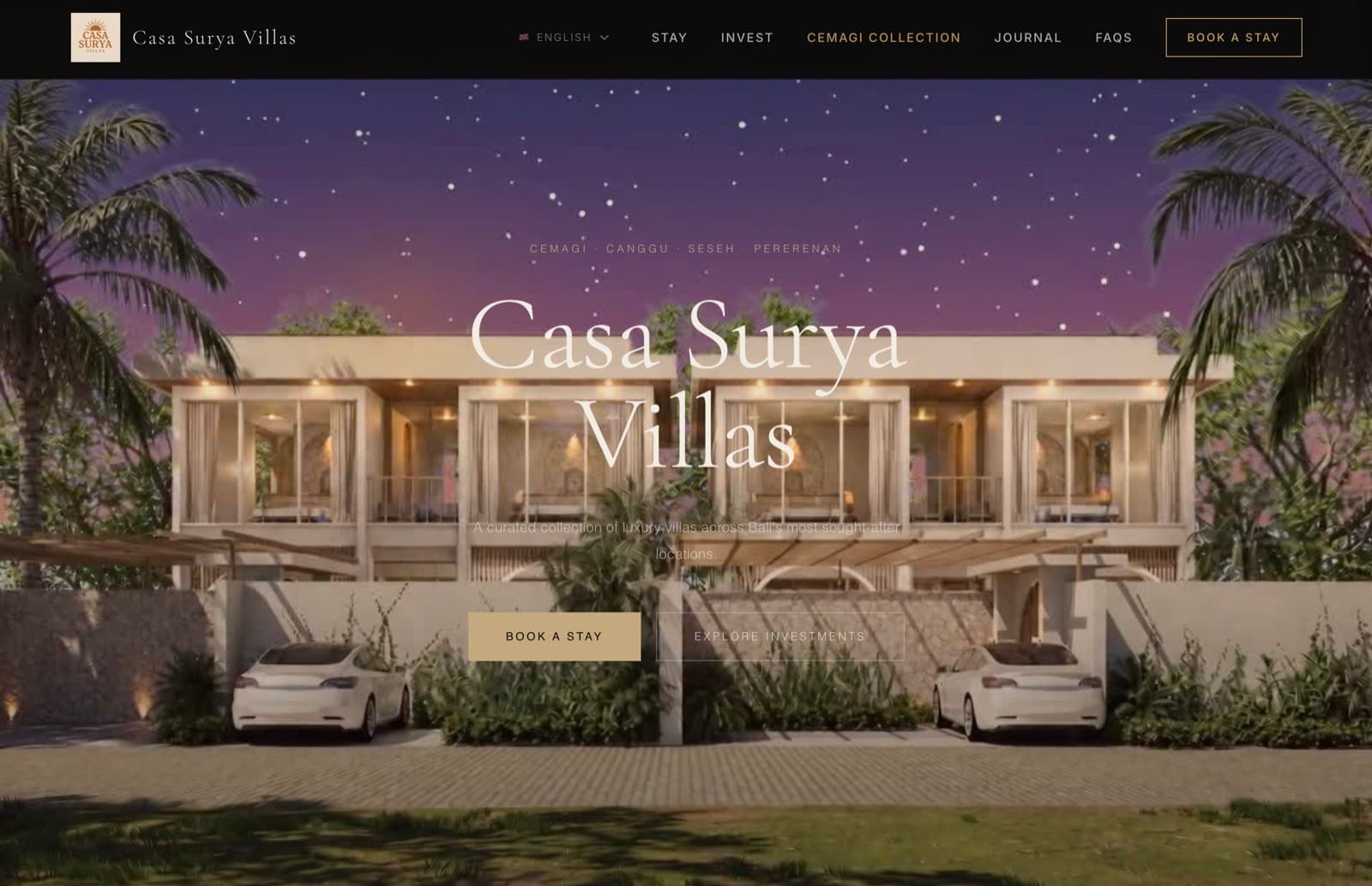 Casa Surya Villas, live site preview