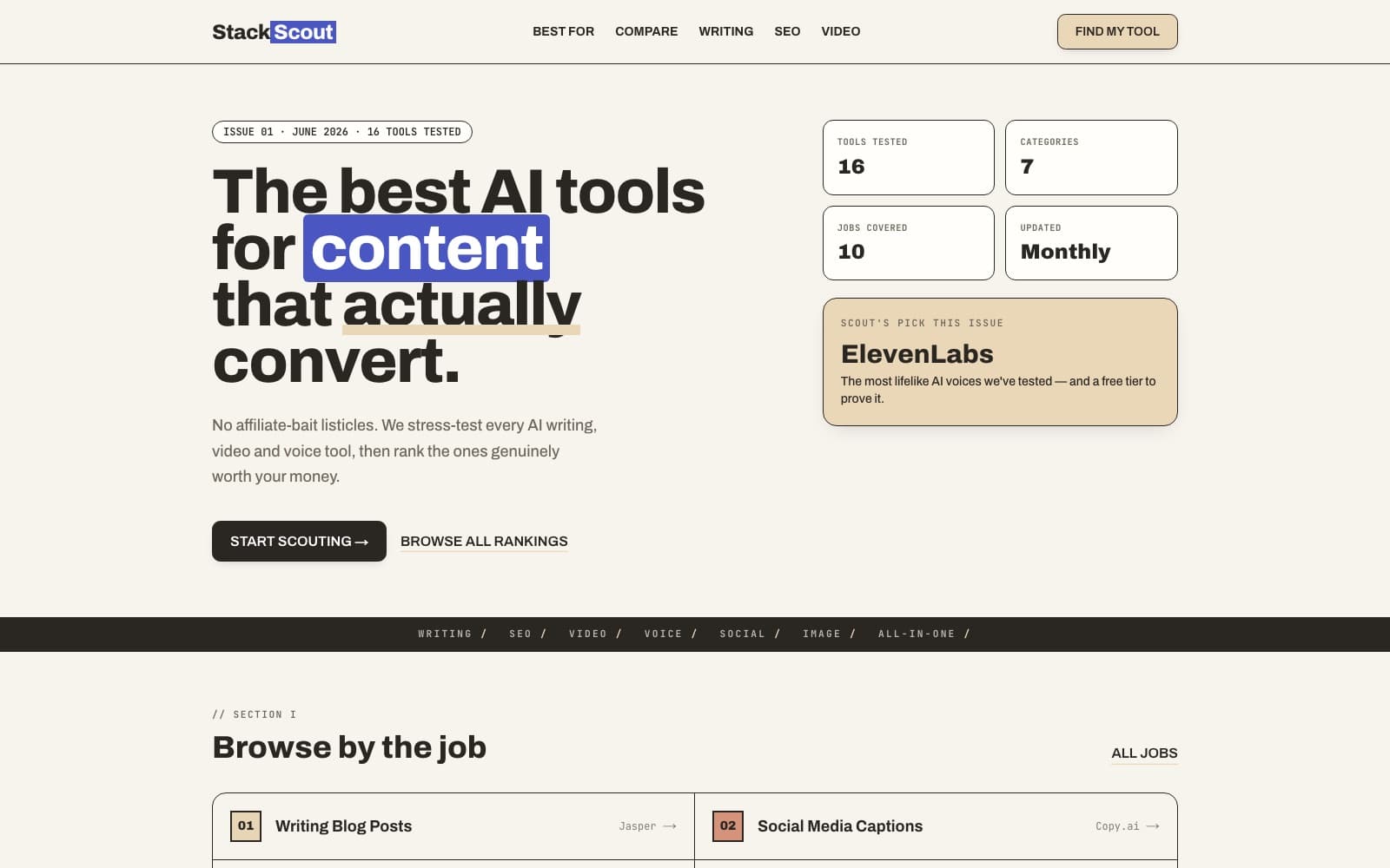 StackScout, live site preview
