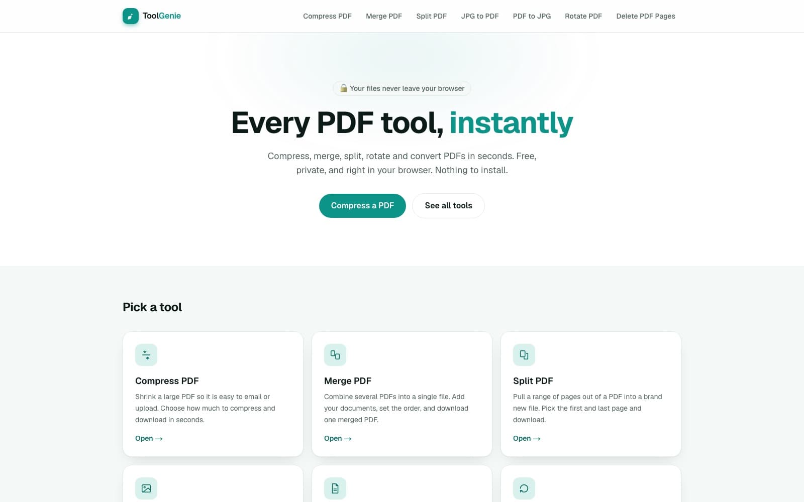 ToolGenie, live site preview